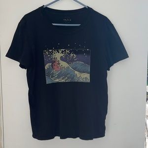 Pacsun black wave and moon graphic tee